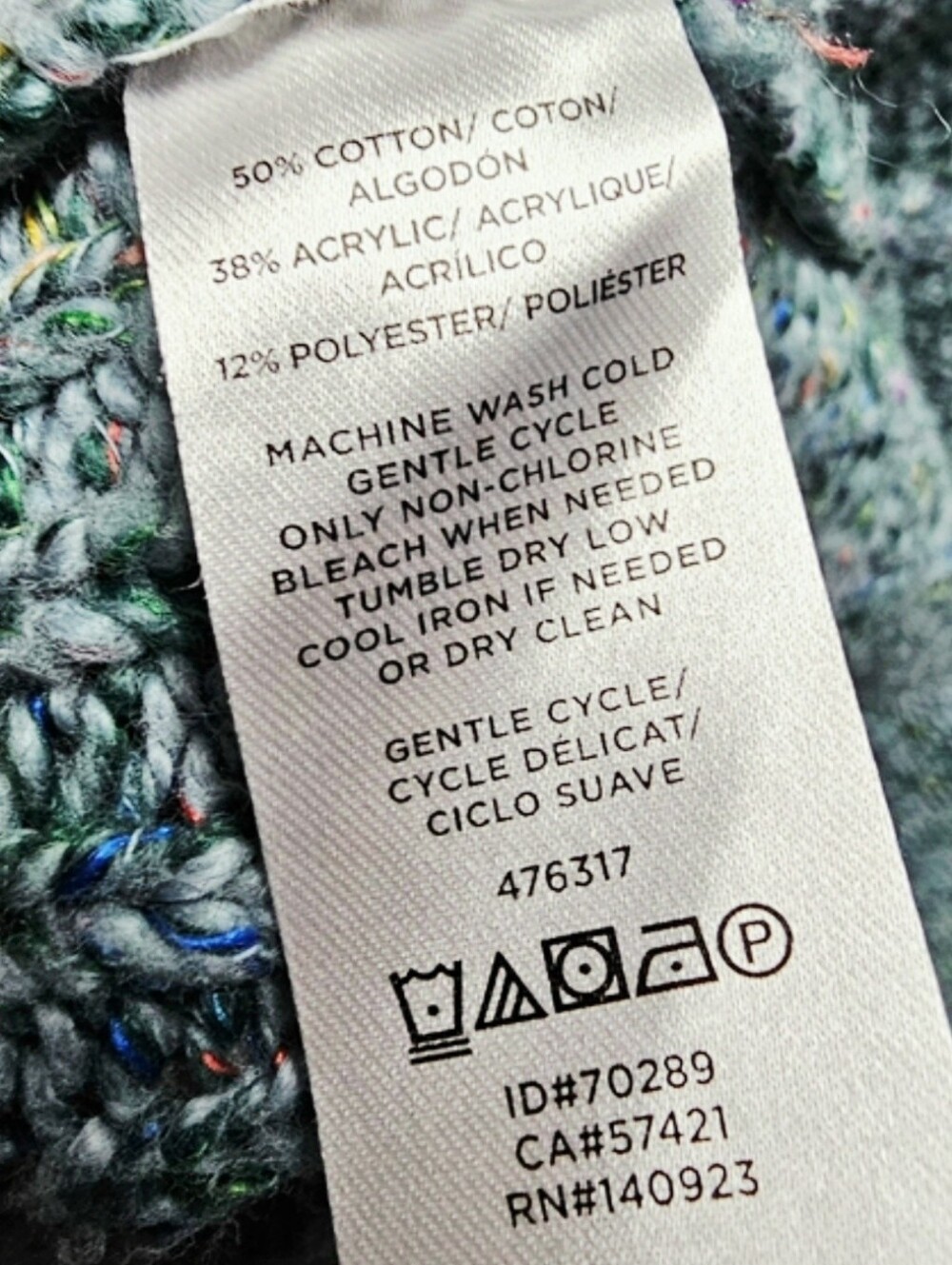 LOFT Chunky Confetti Knit Open Front Cardigan Sweater Green XL - Picture 3 of 9